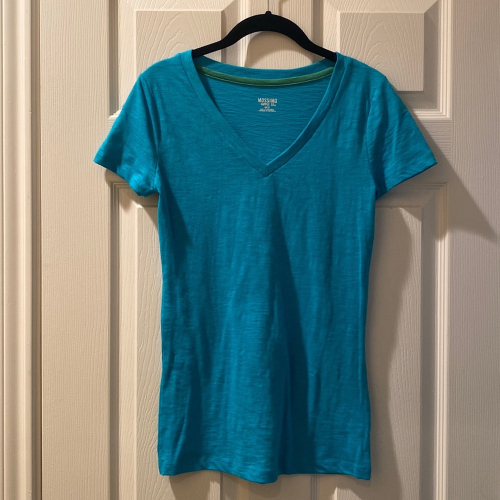 Mossimo Turquoise V-Neck T Shirt